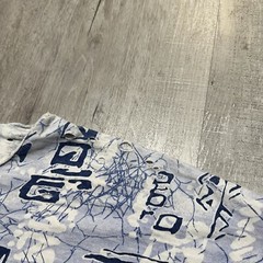 Vintage FRANK Abstract All Over Print Blue/White 80s Distressed Boho Zen T Shirt