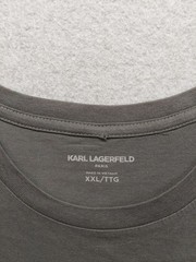 Karl Lagerfeld Men Shirt XXL Gray Crew Neck Short Sleeve Flat Front Outdoor Tee
