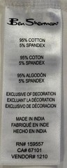 MEN’S BEN SHERMAN WHITE T-SHIRT SIZE M STRIPE COLLAR POCKET COTTON STRETCH TEE.