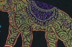 Vintage Thai Thailand Elephant Double Sided 90’s Medium Black Shirt “Beaded Art”