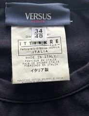 Versus Versace Graphic T-Shirt Y2K Punk Ittierre Italy Black Neon Print XS/S