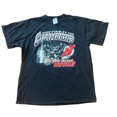 Vintage 2000 New Jersey Devils Stanley Cup Champions T-Shirt NHL Hockey Black XL