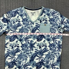 Fresh Brand Shirt Men Medium Blue Hawaiian Tropical Floral Beach Surf Cotton Tee