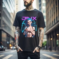 Jinx Arcane T-Shirt Japanese Anime Cartoon Jinx Arcane Graphic T-Shirt 102