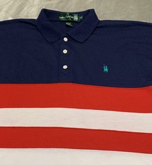 Vintage Red White Blue Shirt Mens Medium Polo Knights of Round Table Patriotic