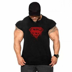 Men’s Gym Fashion Superman Tank Tops Solid Vests Workout Fitness Sports Clothes