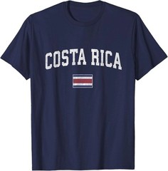 Costa Rica T-Shirt Vintage Sports Design Costa Rica Flag Tee NAVY T-Shirt
