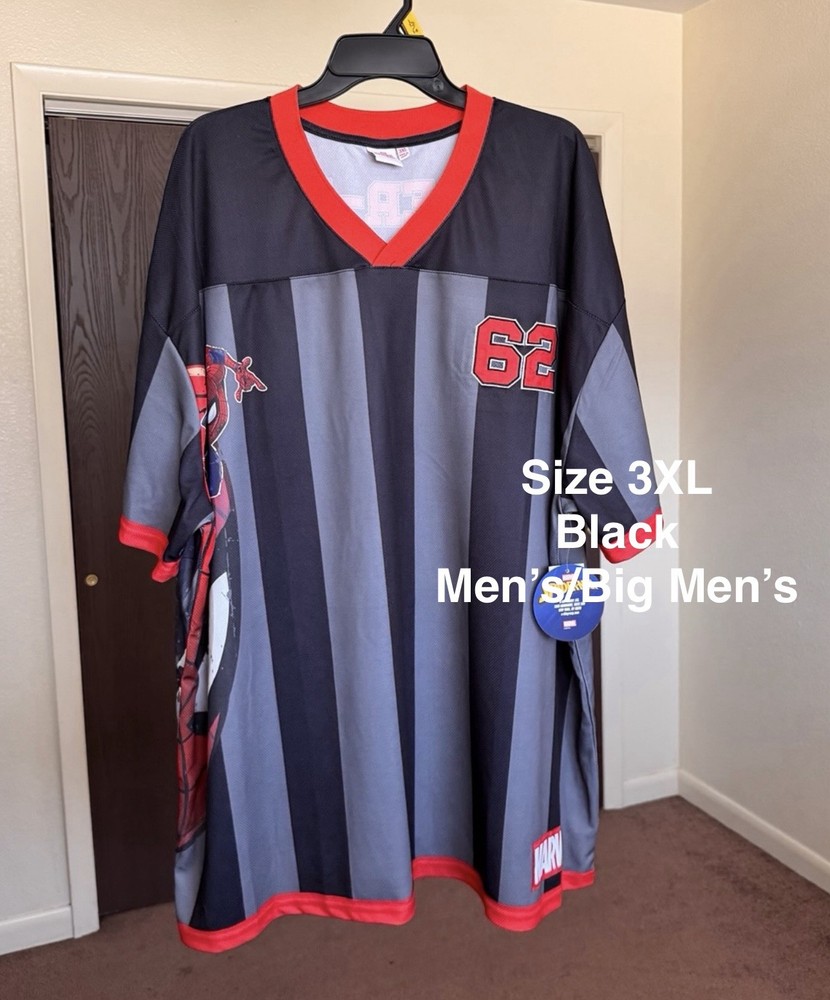 Spider-Man Men’s and Big Men’s Graphic Mesh Soccer Jersey, 3XL