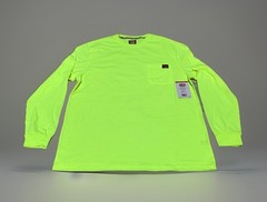 NEW Wrangler Workwear Men’s Hi-Vis Yellow Long Sleeve Pocket T-Shirt Size XL