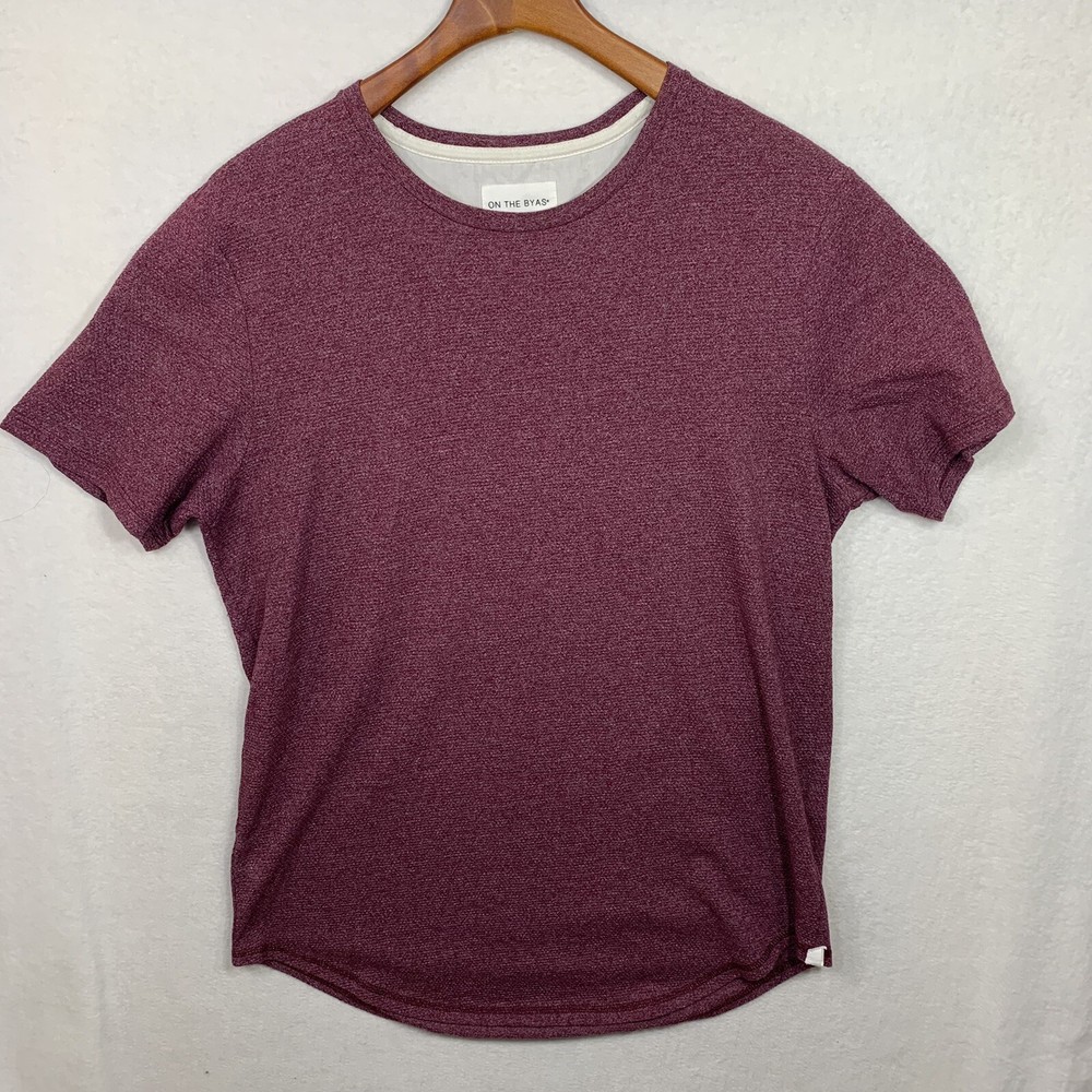ON THE BYAS T Shirt, Medium Longer Length, Burgundy Cotton Blend, NWOT