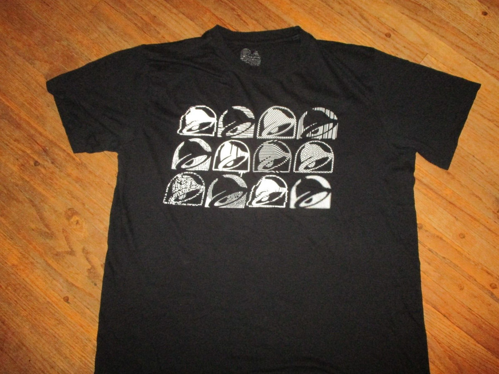TACO BELL T SHIRT Double Sided Worn Print Logo Uniform Tee LG/XL SHORT