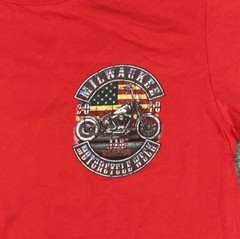 Suna Mens Milwaukee Motorcycle Rally T Shirt Short Sleeve Red Size Large