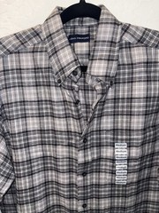 New John Ashford Gray Flannel Plaid Shirt Medium
