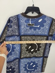 Chinatown Market Smiley Shirt Mens Large Blue Black Patchwork Streetwear Y2K