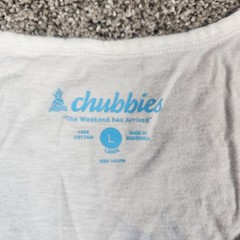 Chubbies Shirt Mens Large White Tank Top Sleeveless Weekend Beach Surf Party