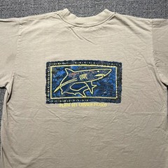 Vintage 90s Caribbean Playa Del Carmen Mexico Shark Souvenir T Shirt Tan Mens XL