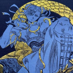 Street-Figher Chun-Li Foil Dragon Shirt Large 22×28 Blue Capcom X UDON