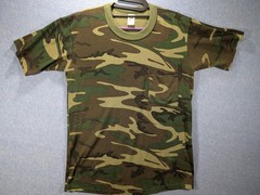 T Jays Shirt Mens Large Camo Woodland Pocket Tee Hunting Made In USA 50/50