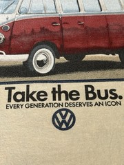 Volkswagen Unisex T-shirt (L) Tan Hippie 70s Iconic Bus Graphic Logo Original