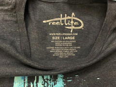 Reel Life Fishing T Shirt Mens Large L NWT Navy Blue Hammerhead Shark Back Logo