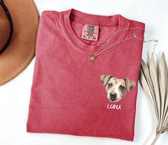 Custom Pet Portrait Comfort Tee Personalized Dog Cat Photo Shirt Gift