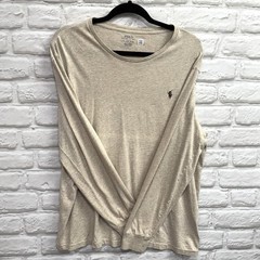 Polo Ralph Lauren Mens XL Classic-Fit Jersey Long-Sleeve T-Shirt Khaki Pony Logo