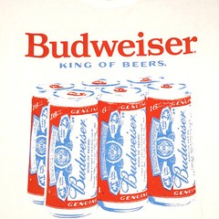 BUDWEISER SIX PACK BEER T SHIRT MENS XL TALL XLT WHITE PULLOVER BUD CERVEZA NWT