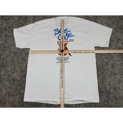 Hanes Blue Café Graphic T-Shirt Mens Large White Cotton Music Guitar Print USA