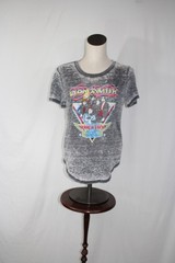 Aerosmith Womens World Tour T-Shirt Size Medium Multicolor Graphic Gray Burnout