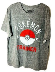 NWT Mens Nintendo Pokémon Trainer Poke Ball Tee Shirt Gray Shirt Sleeve Sz Large