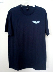 District Perfect Tri Graphic Print Short Sleeve T Shirt Navy Blue Comfy Size L