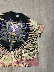 Vintage 1994 Liquid Blue Ian Bohorquez Goat Skull/Snake Tie Dye Shirt Size XL