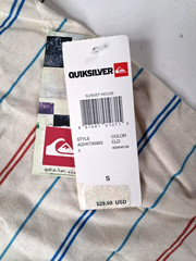 Quiksilver Mens Tank Top Small Stiped Logo Retail $29.50 Casual NWT