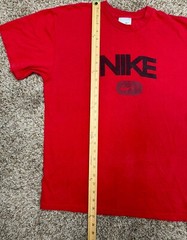 Y2K Nike T-Shirt Men Sz Large Red Essential Logo Spellout Gray Tag – Distressed
