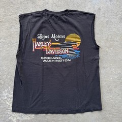 Vtg Harley Davidson Untamed Tiger Flame T Shirt XL Chopped Cut Sleeves Spokane