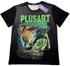 PLUSART Cigar Smoking Gangster Bulldog Men Large Black Double-Sided T-Shirt NEW