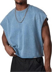 Men’s Cropped Vest Top Dolman Sleeve Loose Fit Knit Pullover Tank Breathable