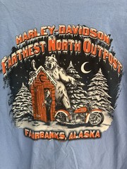 Harley Davidson Fairbanks Alaska Outpost Graphic Print T-Shirt In Blue Sz XL