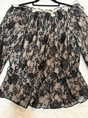 Victor Costa Black Lace Size L Long Sleeve Dress Shirt