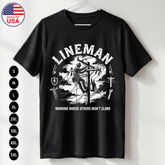 Lineman T-Shirt Power Line Worker Gift Graphic Tee S-5XL