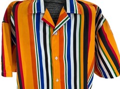 Weiv Of Los Angeles Brilliant Colored Stripe Short Sleeve Button Shirt Mens 2XL
