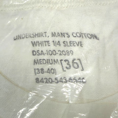Vintage Military Undershirts 1/4 Sleeve White Cotton Medium DSA-100-2089 3 Pack