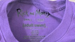 Rick and Morty Adult Swim Men’s Crew Neck Short Sleeve Shirt Size Small Purple