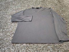Hugo Boss T Shirt Mens XL Gray Solid Long Sleeve V Neck Pullover Cotton