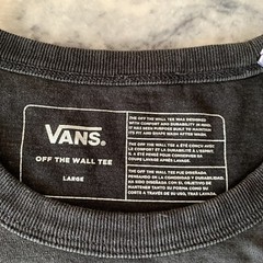 Vans Original Classic Black White Mini Spell Out Logo Thick Cotton Tshirt Tee L
