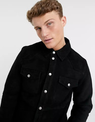 BEST SELLING New Men’s Black Suede Shirt 100% Soft Lambskin Style Slim Fit Shirt