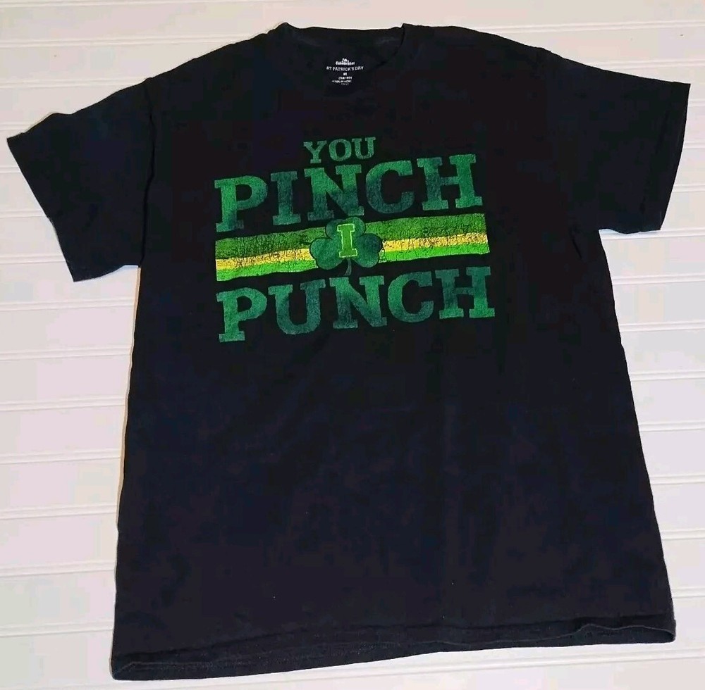 Celebrate St. Patrick’s Day T-Shirt You Pinch I Punch Size Md 38/40 Black Green