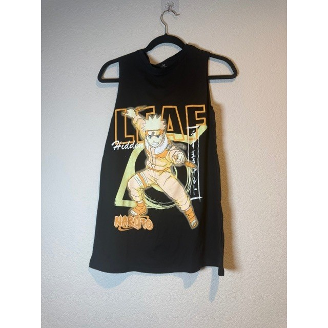Naruto Shippuden Hidden Leaf Graphic Muscle Tank Tee Black Sz S Shirt