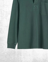 Men’s Seasalt T-shirt Cotton Collared Button Up Rugby Top Cotton Pockets Green