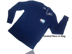 Vineyard Vines Men’s T-Shirt Size: M. Deep Bay Blue Pick Six Football Beer Whale
